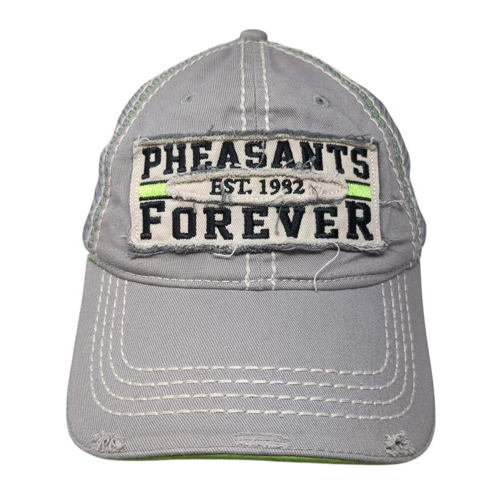 Pheasants Forever Strapback Trucker Hat Gray One Size Adjustable Distressed